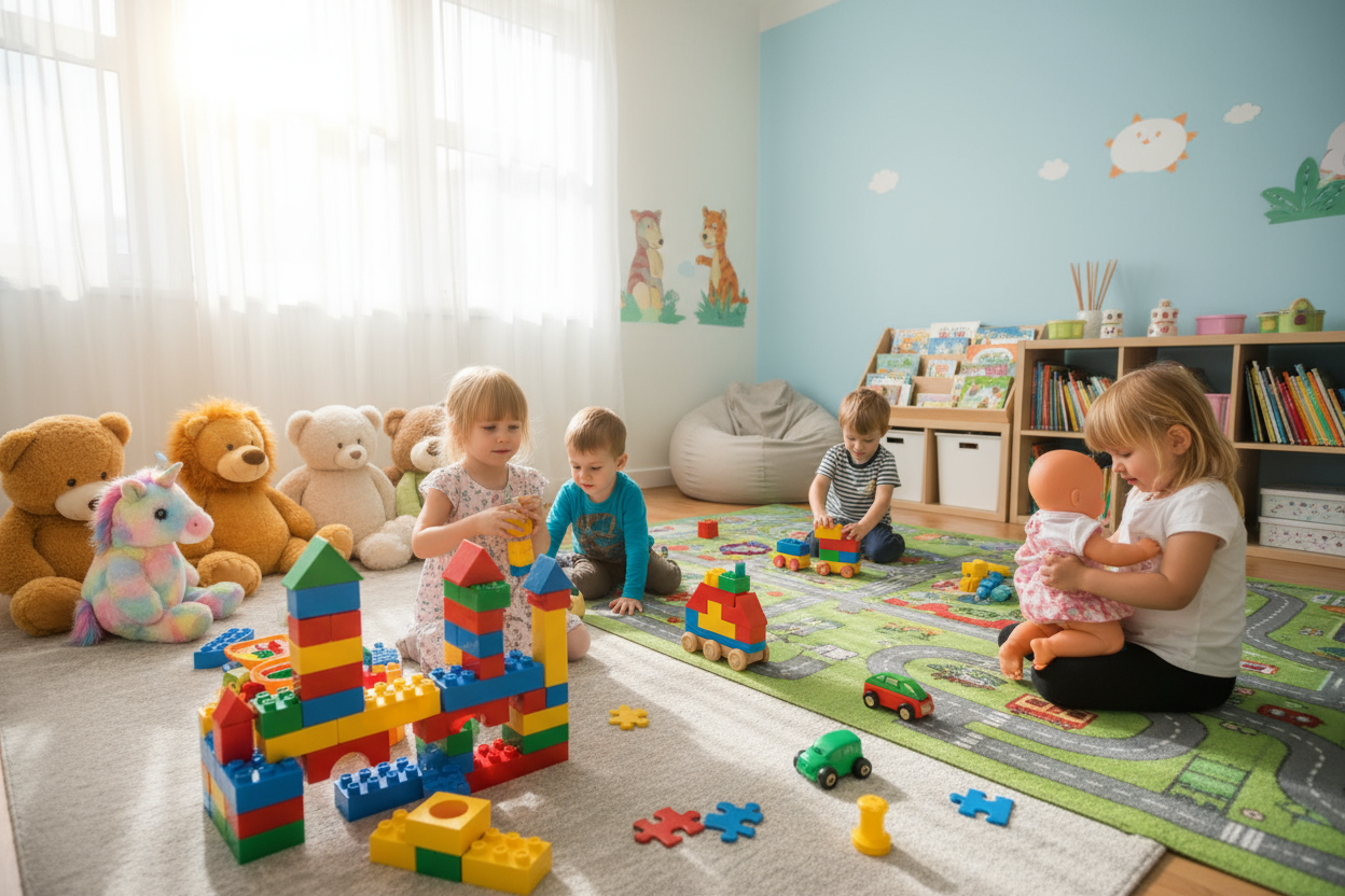 KIDS PLAYING WITH TOYS